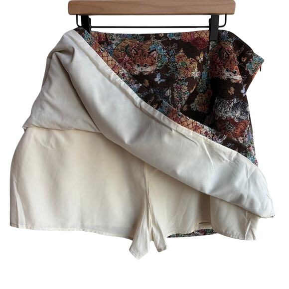 NWT Cider Jacquard Kittens Mid-Rise Mini Skort w Side Zip Fall Colors size 24 - Picture 6 of 10
